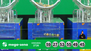 Mega-Sena: concurso 2.726 estava acumulado em R$ 30.467.179,58 e teve 27, 45, 49, 53, 55 e 59 entre as dezenas sorteadas. (Foto: Reprodução/Caixa)
