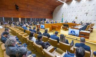 Plenário do STF durante julgamentos das ações sobre assédio judicial nesta quarta-feira (22) (Foto: Agência Brasil)