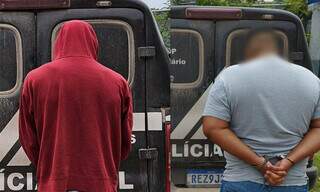 Os dois presos durante a operação na manhã de hoje (27) (Foto: Diário Corumbaense)
