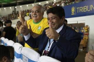 Francisco Cezário de Oliveira ao lado do presidete da CBF, Ednaldo Rodrigues Gomes, em amistoso da Seleção Brasileira antes da Copa do Mundo de 2022 (Foto: CBF/Divulgação)