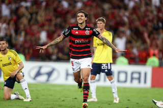 Pedro comemora gol da vitória no Maracanã. (Foto: Gilvan de Souza/Flamengo)