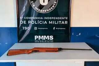 Arma apreendida com suspeito de violência doméstica. (Foto: Divulgação/PM)