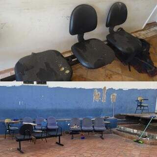 Cadeiras da area externa Centro de Referência Especializado para População em Situação de Rua (Foto: Ministério Público)
