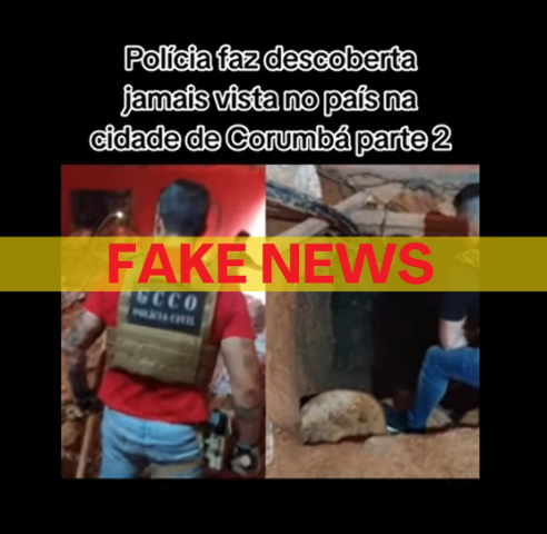 V&iacute;deo que mostra t&uacute;nel encontrado em Corumb&aacute; com arsenal de guerra &eacute; fake 