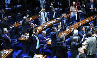 Senadores favoráveis a implementação de novo imposto votam no plenário do Senado Federal. (Foto: Lula Marques/Agência Brasil)