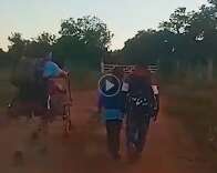Crianças caminham 1,5 km para pegar ônibus escolar na zona rural 