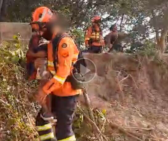 Bombeiros salvam fam&iacute;lia cercada por fogo &agrave;s margens de rio