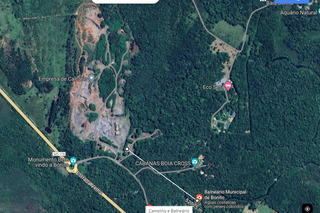 Mapa mostra lavra de mineração em Bonito próximo ao Balneário Municipal (Foto: Paulo Francis)