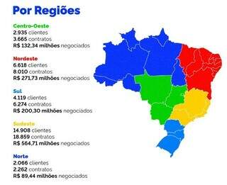 Mapa mostra aderencia ao programa por região (Foto: Divulgação GOV)