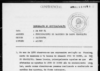 No ano de 1981, relatório do SNI destacava jogatina, que perdura há 40 anos em Campo Grande. (Foto: Reprodução)