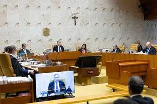 Os onze ministros do STF durante a audiência realizada nesta quinta-feira (20). (Foto: Andressa Anholete/STF)