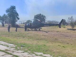 Helicóptero do Ibama na Base da Brigada do Prevfogo. (Foto: Márcio Yule)