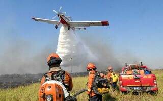 Combate a incêndio no Pantanal de Mato Grosso do Sul. (Foto: Bruno Rezende/Governo de MS)