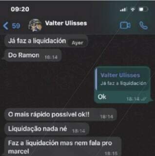 Conversa em que Valter dá a ordem para assassinato de ex-funcionário (Foto: Reprodução)