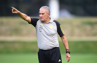 Técnico Tite aponta durante treino no Flamengo (Foto: Marcelo Cortes/CRF)