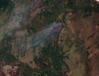 Imagem do Pantanal de Corumbá do dia 7 de junho mostra focos de incêndio. (Foto: Divulgação/Polícia Federal)