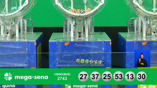 Mega-Sena ofertou prêmio de R$ 111.008.279,36 no concurso 2.743. Entre os números sorteados, estão: 13, 25, 27, 30, 37, 53. (Foto: Reprodução/Caixa)