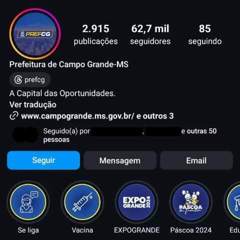 Redes sociais da Prefeitura de Campo Grande ser&atilde;o desativadas no s&aacute;bado 