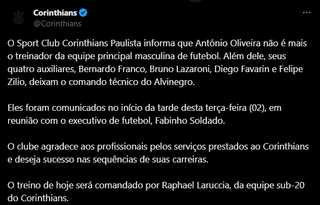 Nota publicada pelo Corinthians nesta manhã (Foto: Reprodução)
