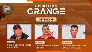 Os três presos na operação da Senad, na fronteira com Mato Grosso do Sul (Foto: Divulgação)