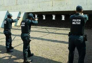Policiais militares durante treinamento com as armas novas em 2023 (Foto: Divulgação/PMMS)