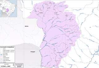 MT e MS: Mapa mostra a Região Hidrográfica do Paraguai, que ocupa 4,3% do território brasileiro. (Foto: Reprodução)