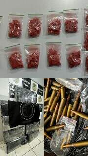 Comprimidos de ecstasy, fardos de maconha e munições foram apreendidos pela polícia (Foto: Divulgação)