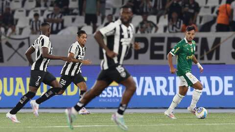 Com gol de Tiquinho, Botafogo vence Palmeiras e segue líder do Brasileirão