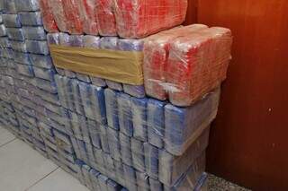 Parte de tabletes de cocaína apreendidos em junho deste ano em MS, que foram avaliados em R$ 27 milhões pela Polícia (Foto: Paulo Francis/Arquivo)