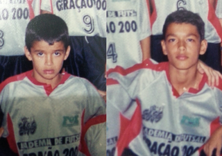 Marcênio Ribeiro e Thalysson Fernandes, respectivamente, quando jogavam juntos, em 1999. (Foto: Arquivo pessoal)