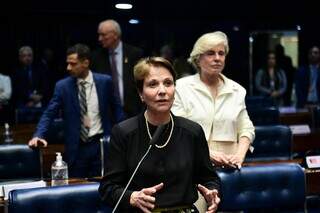 Senadora Tereza Cristina durante discurso (Foto: Pedro França/Agência Senado)