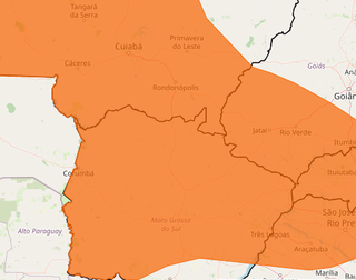 Alerta laranja emitido pelo Instituto para este domingo (Foto: Mapas Inmet)