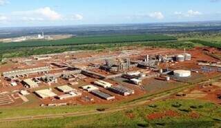 Imagem aérea da construção da unidade de fertilizantes, no interior do Estado (Foto: Divulgação)