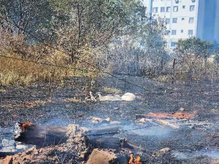 Virou rotina: incêndio atinge terreno baldio próximo ao Parque do Sóter 
