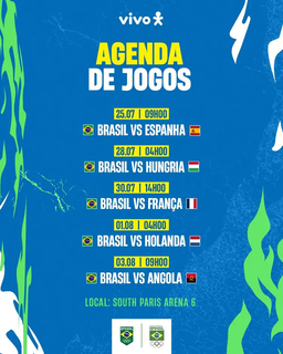 Agenda de jogos do time feminino do handebol brasileiro em Paris 2024 (Foto: Divulgação)