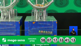 Concurso 2.755 da Mega-Sena deu início aos sorteios disponibilizando prêmio de R$ 102.668.082,56 aos acertadores das dezenas: 7, 13, 17, 33, 41, 58. (Foto: Reprodução/Caixa)