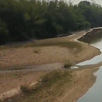 Estiagem e ação humana criam bancos de areia no Rio Miranda