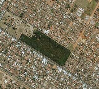 Imagem de satélite da Mata do Exército em Três Lagoas (Fonte: Bing Aerial Imagery)