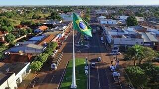 Vista aérea do Centro de Sidrolândia, cidade onde crime aconteceu (Foto: Divulgação)