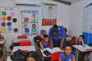 Sala de aula na Escola Municipal Isolino Cândido Dias. (Foto: Paulo Francis)