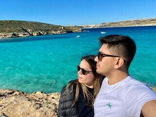 Visita a Blue Lagoon, na ilha de Comino em Malta (Foto: Arquivo Pessoal)