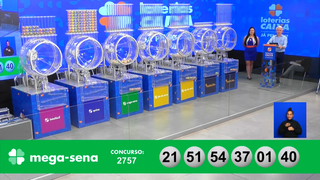 Números sorteados para o concurso 2757 da Mega-Sena (Foto: Reprodução) 