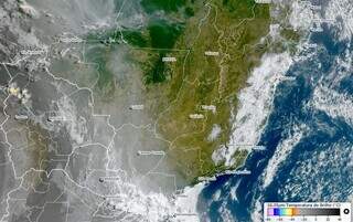 Fumaça ddos incêndios chegou ao Sul do Brasil (Imagem: Reprodução/Inpe/Climatempo)