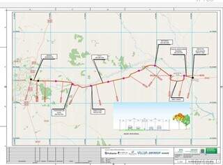 Mapa técnico traz detalhes sobre concessão da rodovia federal. (Foto: Reprodução)