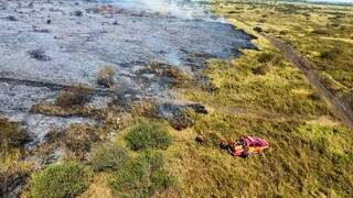 Área queimada em 23 de junho deste ano, no Pantanal de Mato Grosso do Sul (Foto: Bruno Rezende/Governo de MS)