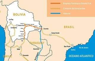 Mapa divulgado com os trechos ferroviários a serem interligados (Foto: Divulgação)