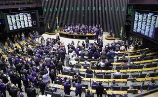 Parlamentares durante sessão presencial no Plenário da Câmara dos Deputados. (Foto: Mário Agra)