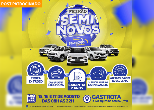 Grupo Enzo realiza mega Feirão de Seminovos no Gastrota