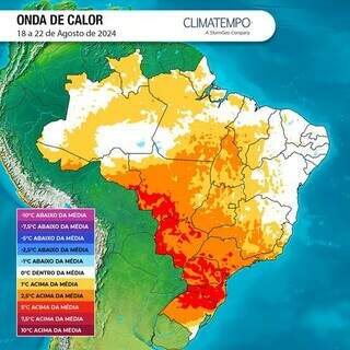 Onda de calor no Estado deve registrar até 5ºC acima da média. (Foto: Climatempo)