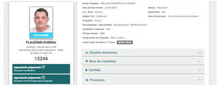 Dados públicos sobre as candidatura do Influencer divulgada no site DivulgaCand (Foto: reprodução)